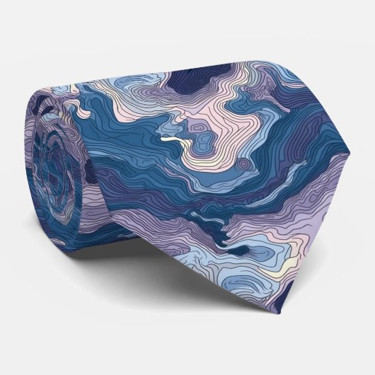 Blaue und Lila Topographie Neck Tie Krawatte (Gerollt)