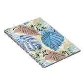 Blaue und lila tropische Blätter. Notizblock (Rechte Seite)