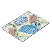 Blaue und lila tropische Blätter. Notizblock (Linke Seite)