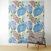 Blaue und lila tropische Blätter. Wandteppich (Beispiel)