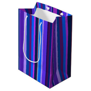 Blaue und lila vertikale Streifen Mittlere Geschenktüte