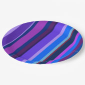 Blaue und lila vertikale Streifen Pappteller (Schrägansicht)