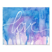 Blaue und Lila Wasserfarbe - Liebe | Poster