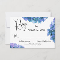 Blaue und Lila Wasserfarben-Hydrangeas mit Kalligr