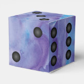 Blaue und Lila Watercolor-Würfel Hochzeit Geschenkschachtel (Rückseite)