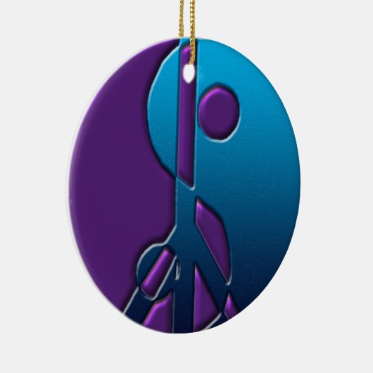Blaue und lila Yin-Yang Friedenszeichen-Verzierung Keramikornament (Rechts)