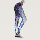 Blaue und Lila Yogopflanzen Leggings (Rechts)