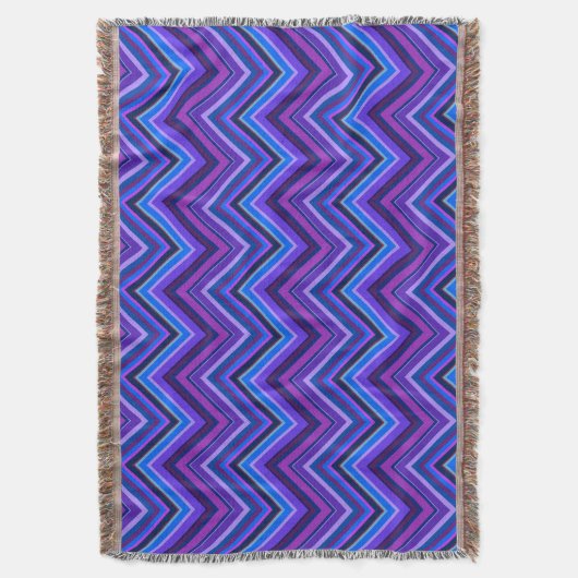 Blaue und lila Zickzackstreifen Decke (Vorderseite Vertikal)