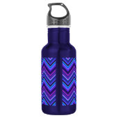 Blaue und lila Zickzackstreifen Edelstahlflasche (Rückseite)