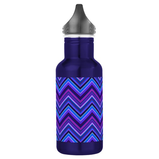 Blaue und lila Zickzackstreifen Edelstahlflasche (Links)