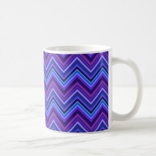 Blaue und lila Zickzackstreifen Kaffeetasse