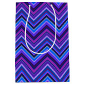 Blaue und lila Zickzackstreifen Mittlere Geschenktüte (Vorderseite)