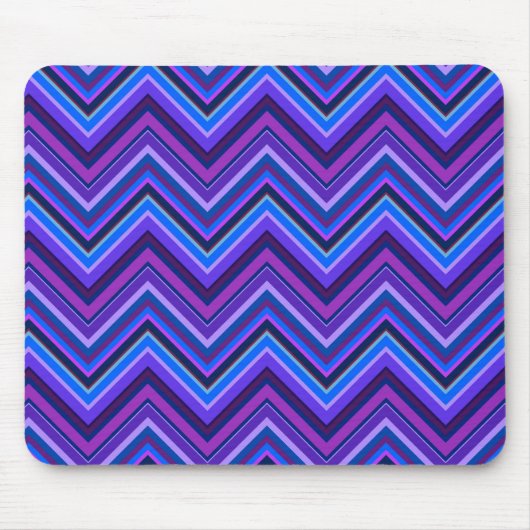 Blaue und lila Zickzackstreifen Mousepad (Vorne)