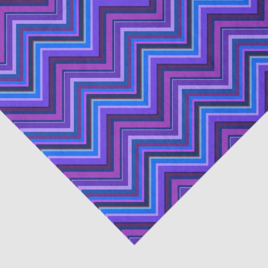Blaue und lila Zickzackstreifen Seidenpapier (Ausschnitt)