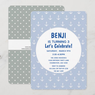 Blaue und Marine Anchor zum Geburtstag Einladung
