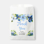 Blaue und marineblaue Blumen Brautparty Danke Geschenktütchen (Vorderseite)