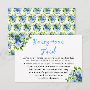 Blaue und marineblaue Blumen mit Laub Begleitkarte