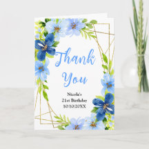 Blaue und marineblaue Blumen mit Laub Geburtstag