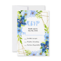 Blaue und marineblaue Blumen mit Laub Hochzeit