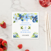 Blaue und marineblaue Blumen mit Laub Serviette (Beispiel)