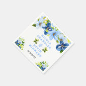 Blaue und marineblaue Blumen mit Laub Serviette (Ecke)