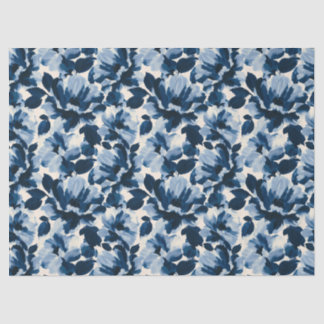 Blaue und marineblaue malerische Blumenmuster Seidenpapier