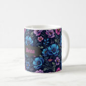 Blaue und mauvefarbene Blüten Kaffeetasse (VorderseiteRechts)