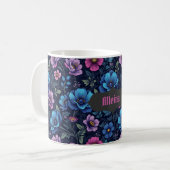 Blaue und mauvefarbene Blüten Kaffeetasse (Vorderseite Links)