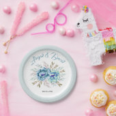 Blaue und minzgrün Aquarellfarben Hochzeit Pappteller (Party)