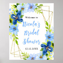 Blaue und Navy-Blumen Brautparty-Willkommen