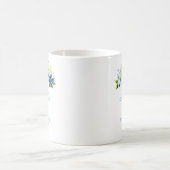 Blaue und Navy-Blumen mit Laub Hochzeit Kaffeetasse (Mittel)