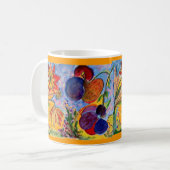 Blaue und orange Blumen-Tasse Kaffeetasse (Vorderseite Links)