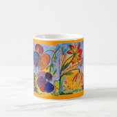 Blaue und orange Blumen-Tasse Kaffeetasse (Mittel)