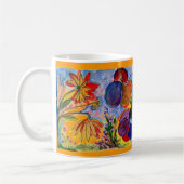Blaue und orange Blumen-Tasse Kaffeetasse (Links)