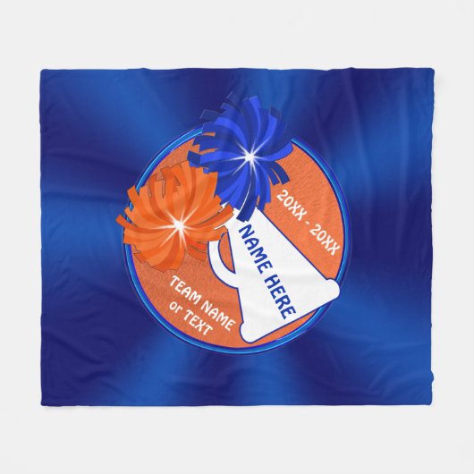 Blaue und orange Cheerleader-Wurfs-Decke Fleecedecke (Vorderseite (Horizontal))