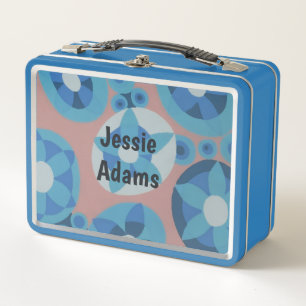 Blaue und orange Dekorative Blumen Metall Brotdose