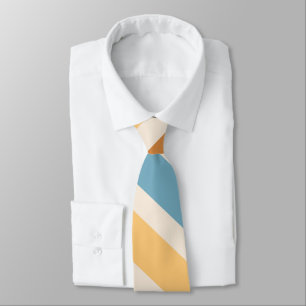 Blaue und orange diagonale Retro-Streifen Groovy Krawatte