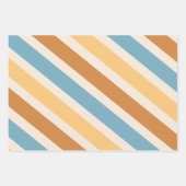 Blaue und orange diagonale Retrostreifen Geschenkpapier Set (Vorderseite)