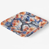 Blaue und orange Flora- und Fauna-Szene Pappteller (Gewinkelt)