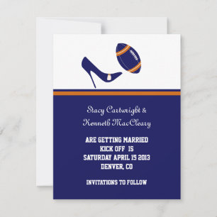 Blaue und orange Hochzeit Save-the-Date Football Save The Date