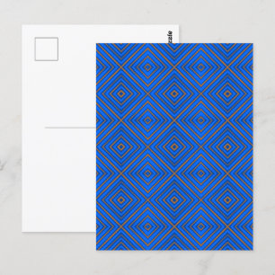 Blaue und orange hypnotische Diamant Moderne Pop A Postkarte