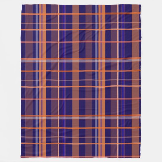 Blaue und orange karierte Fleece-Decke Fleecedecke (Vorderseite)