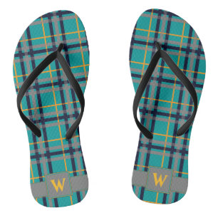 Blaue und orange Karierte Flip Flops Badesandalen
