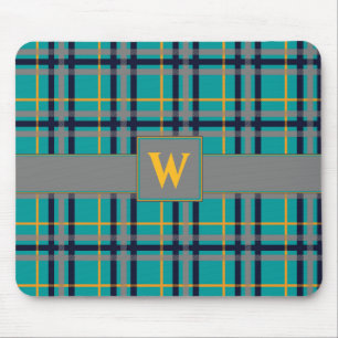 Blaue und orange Karierte Mousepad