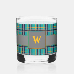 Blaue und orange Karos Whiskyglas