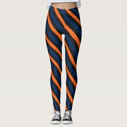 Blaue und orange kleine diagonale leggings (Vorderseite)
