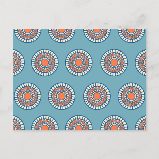Blaue und orange Mandala dekorative Kreise Postkarte (Vorderseite)
