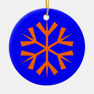 Blaue und orange Schneeflocke Keramikornament