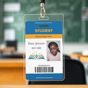 Blaue und orange Schul-, Hochschul- und Universitä Ausweis