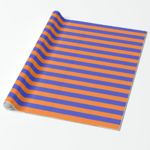 Blaue und orange Streifen Geschenkpapier